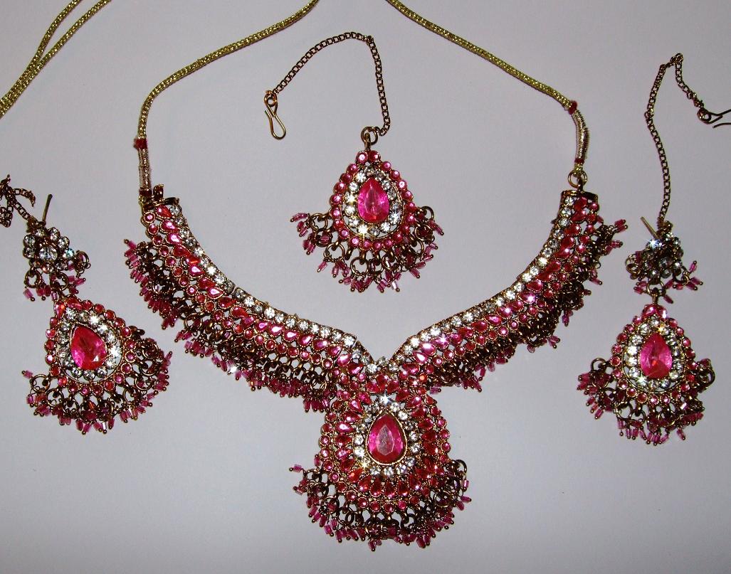 Pink & Gold Indian Jewellery Set
